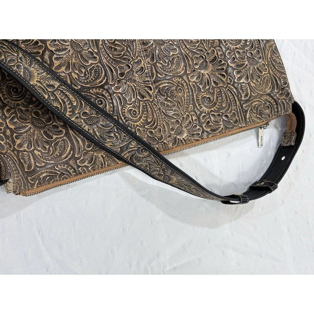Vintage Maxximum Western Floral Embossed Half Moon Shoulder Bag Y2K